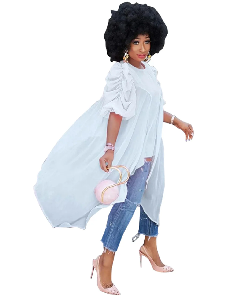 

2020 new arrival summer elegent african women o-neck solid color long shirts