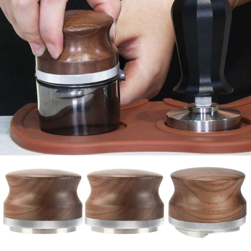 

Stainless Steel Coffee Tamper 53mm Walnut Wood Coffee Powder Hammer Distributor