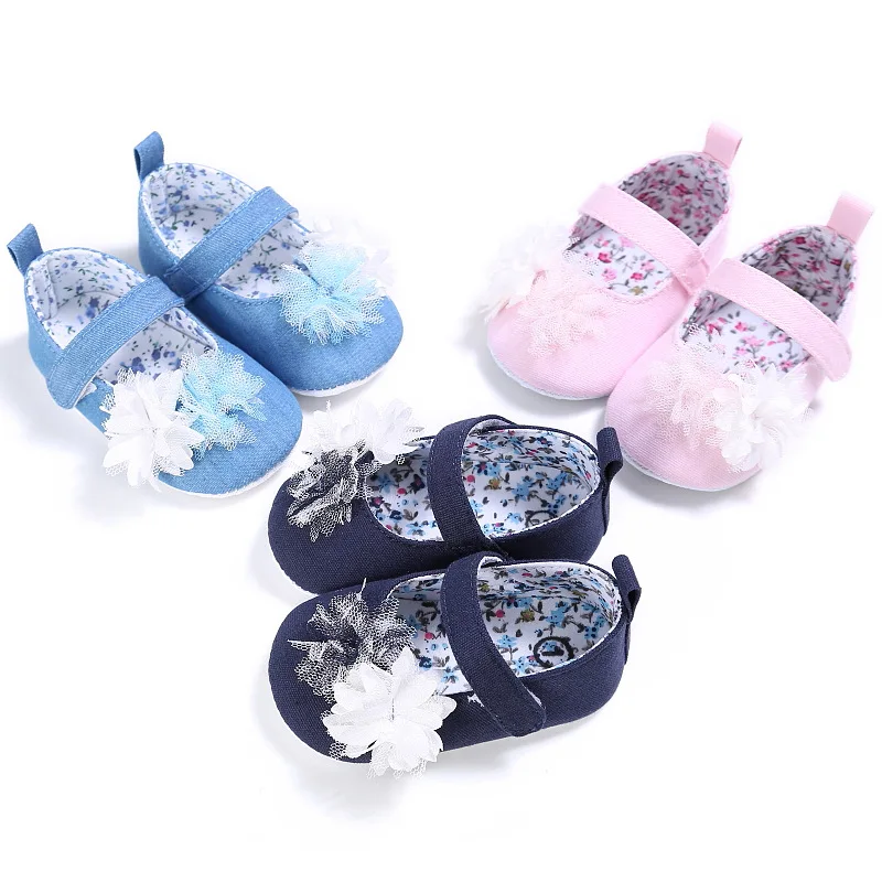 

Baby shoes toddler girl princess newborn cotton lace flower soft bottom shoes