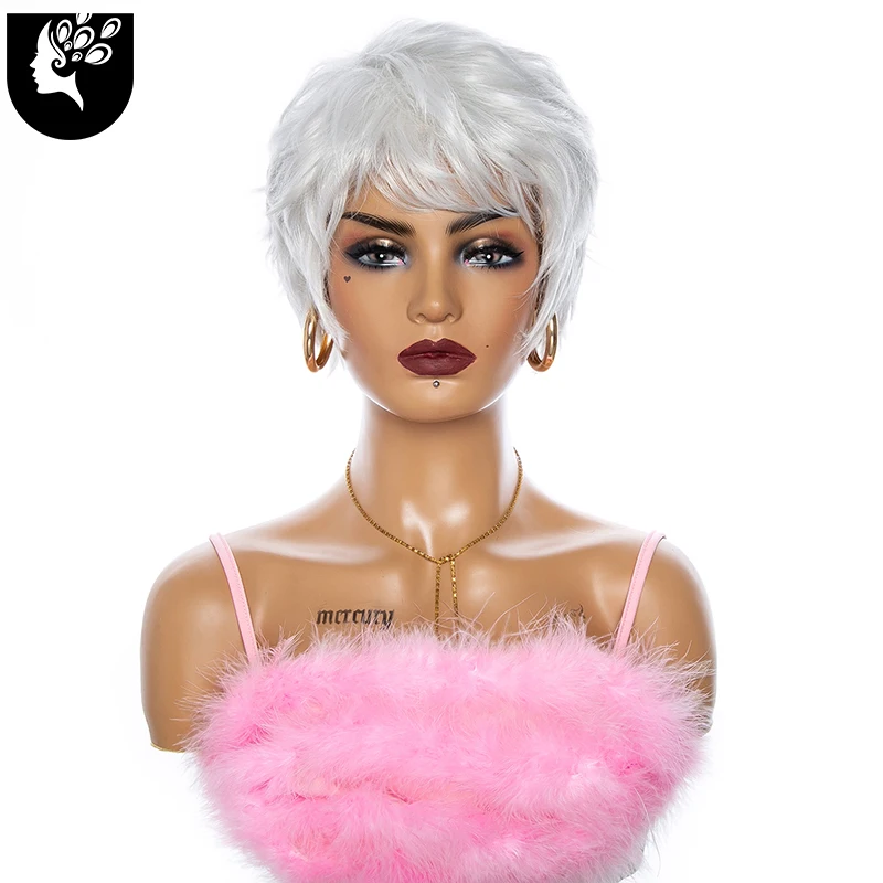 Короткие синтетические парики стрижка Пикси прямые волосы для белых женщин