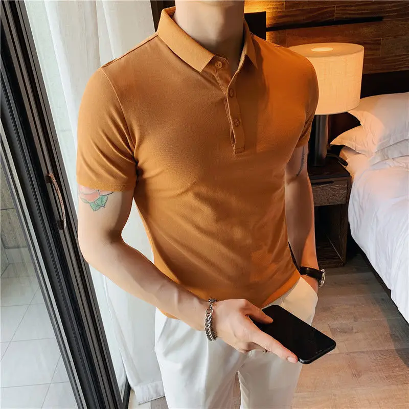 

2021 Summer New Polo Shirt Men's Slim Top Fashion Business Versatile Handsome Short Sleeve T-shirt