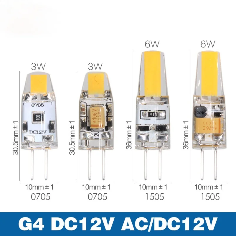 

10pcs/lot LED Bulb G4 Dimmable LED Light AC DC 12V Led COB Lamp LED 3W 6W SMD COB LED Lighting Replace Halogen Spotlight