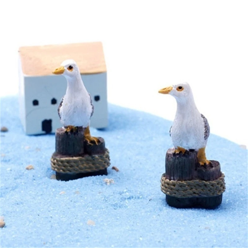 3PCS Sea Bird Seagull Stand Stump Garden Miniature DIY Accessories Fairy Houses Decoration Mini Craft Micro Landscaping Decor - купить по