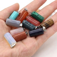 natural stone pendant cylindrical semi precious stones exquisite charm for jewelry making diy necklace bracelet accessories