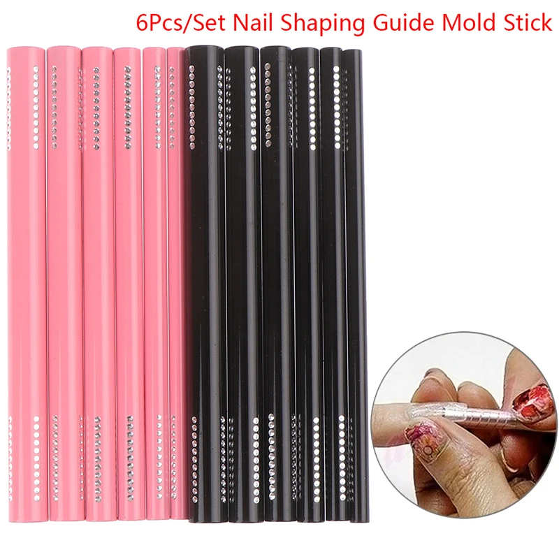 

UV Gel Manicure Tools 6Pcs/Set Artificial Form Builder Tips Acrylic C Curve Shaping Curving Sticks Tube French Rod Nail Art Tips