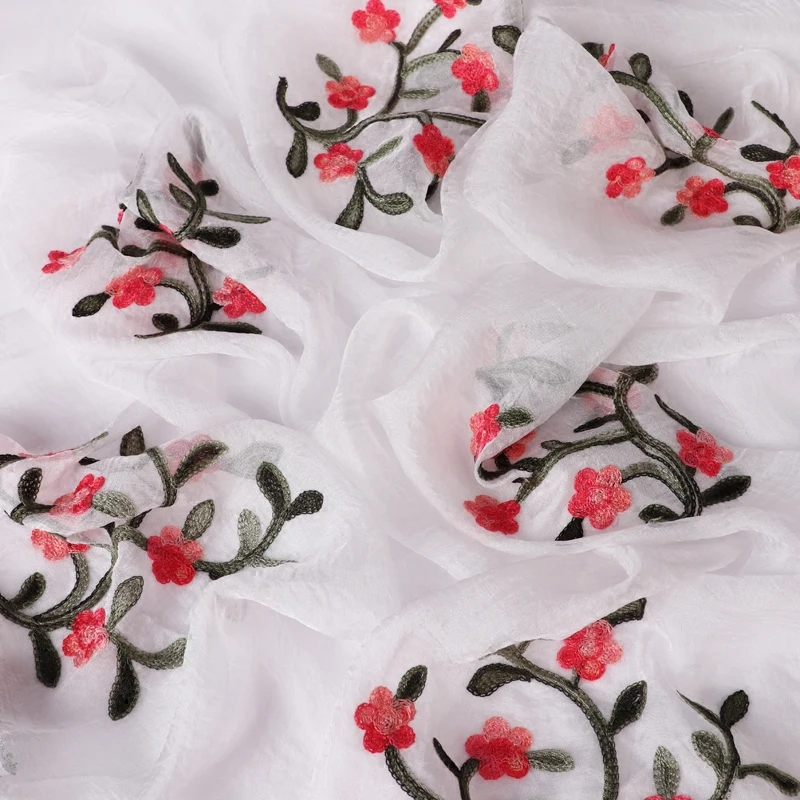 

Long scarf embroidered silk scarf female flower scarf shawl chiffon summer travel seaside sunscreen beach towel