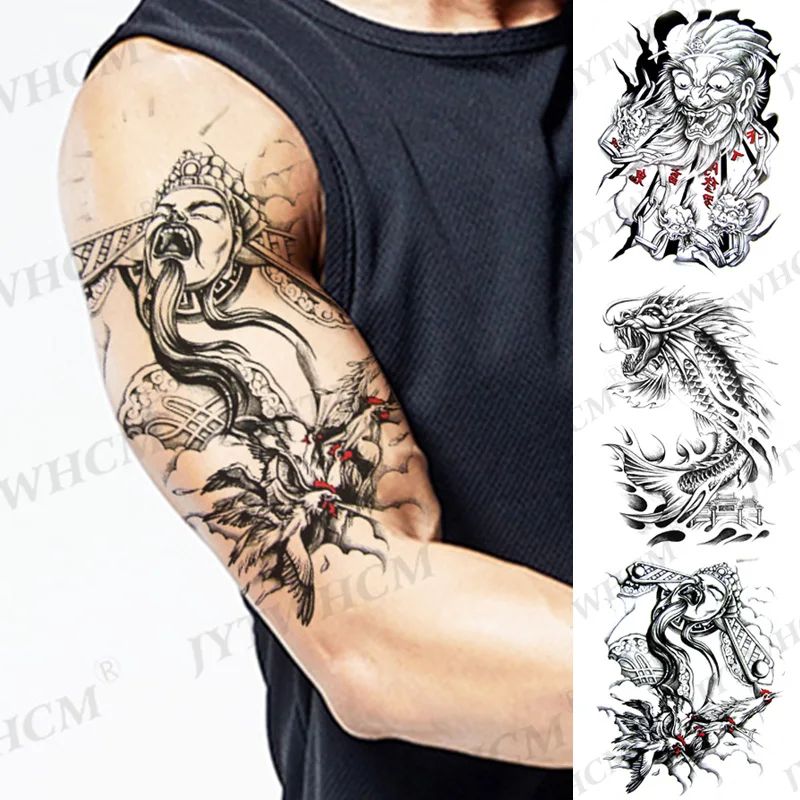 

Waterproof Temporary Tattoo Stickers For Men Women Children Wolf Leopard Fake Art Black Sketch Henna Skeleton Leg Animal Tattoos