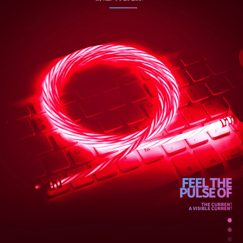 Tutew светящийся кабель LED струящийся Micro USB Type C провод для быстрой зарядки телефона