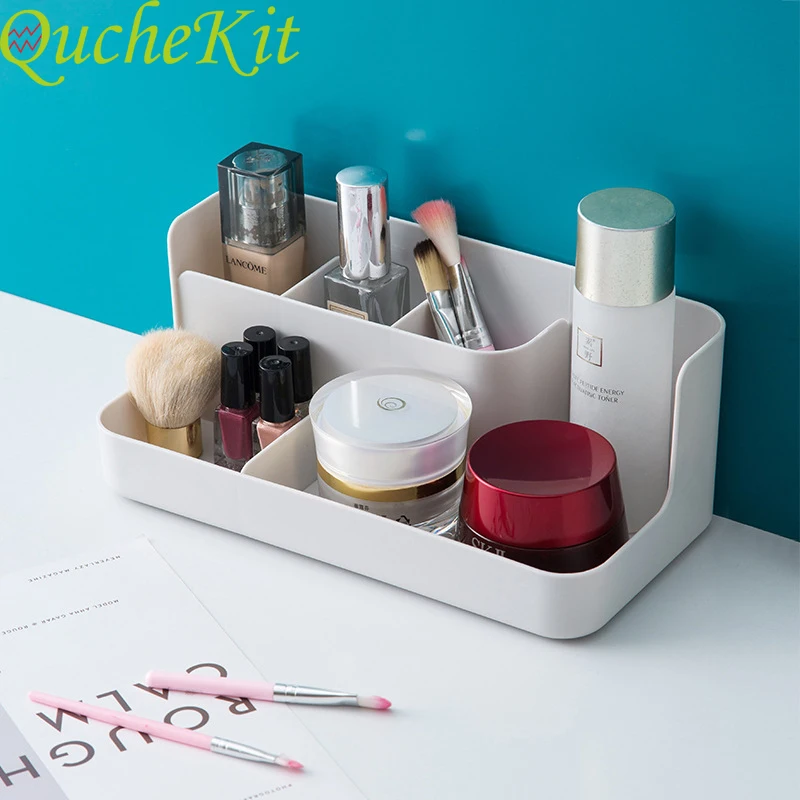 

Bathroom Cosmetic Organiser Office Desktop Sundries Container Make Up Brush Jewelry Storage Box Case Plastic Makeup Organizer
