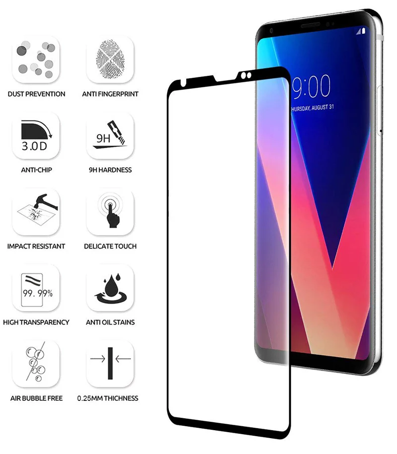 3D полное покрытие из закаленного стекла для LG G8 G7 G5 V30 V40 V50 Закаленное стекло Защитная пленка для экрана