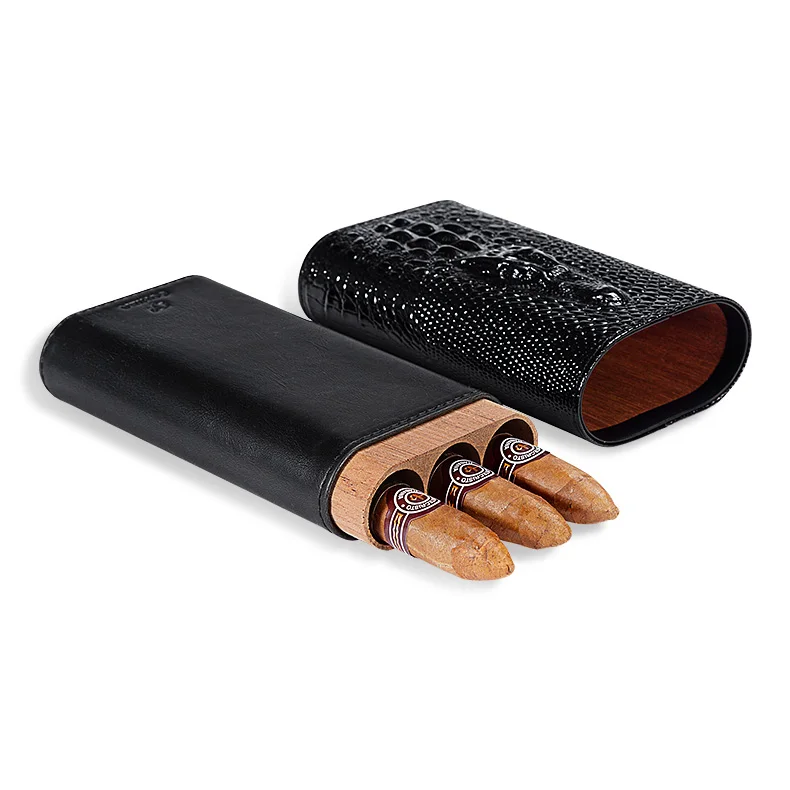 COHIBA Новое поступление кожаный чехол Портативный хьюмидор коробка подходит для 3 сигар Подарочная коробка чехол для сигар CLH-0053