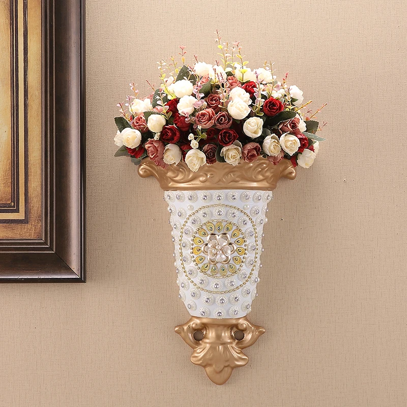 

Nordic Luxury Gold Vase Flower Pot Wall Decoration Creative Resin Large Vase Modern Home Living Room Decoration Accessories Gift