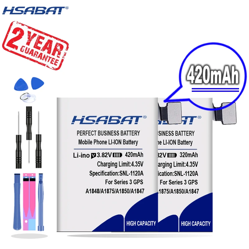 Новое поступление [HSABAT] 320/420 мАч аккумулятор для Apple Watch серии 3 GPS / LTE 38 мм/42 мм A1847