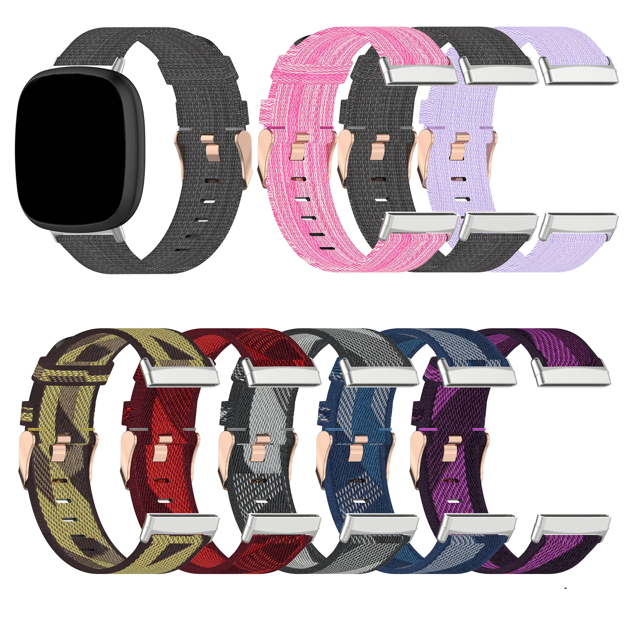 

1 шт., сменный нейлоновый холщовый ремешок для часов Fitbit Versa 3/ Sense