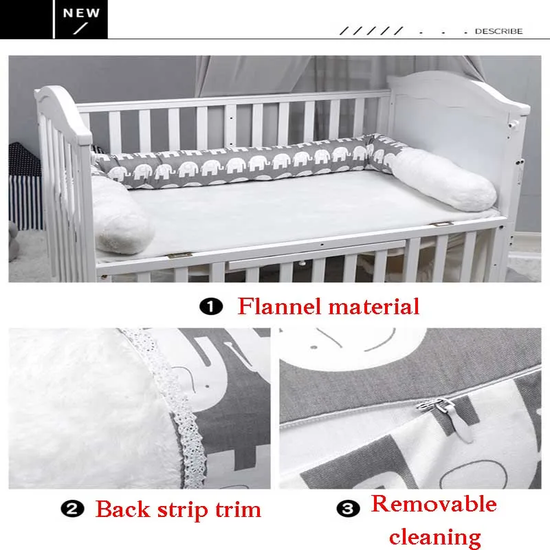 Бампер для детской кровати 2 м бампер кроватки с рисунком слона хлопковые мягкие