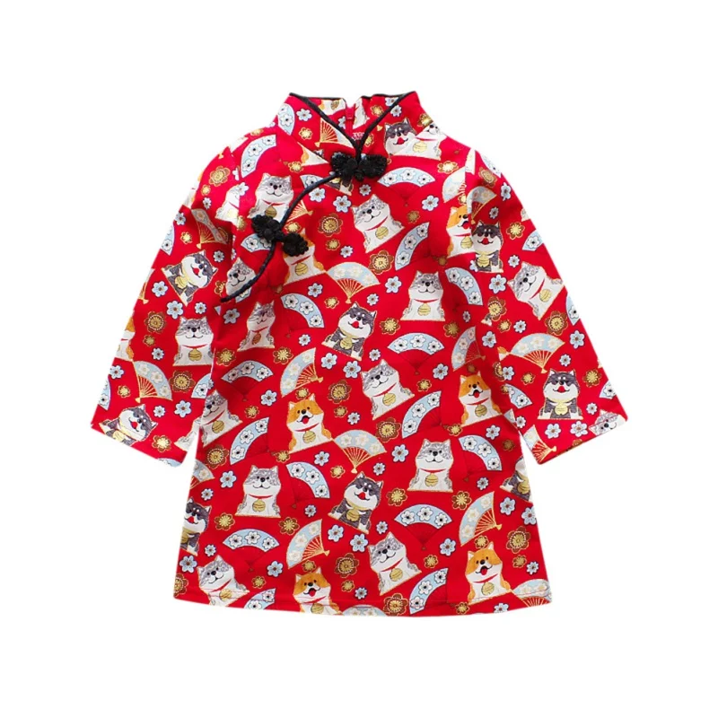 Платье Чонсам в китайском стиле детское Новогоднее приталенное платье принцессы