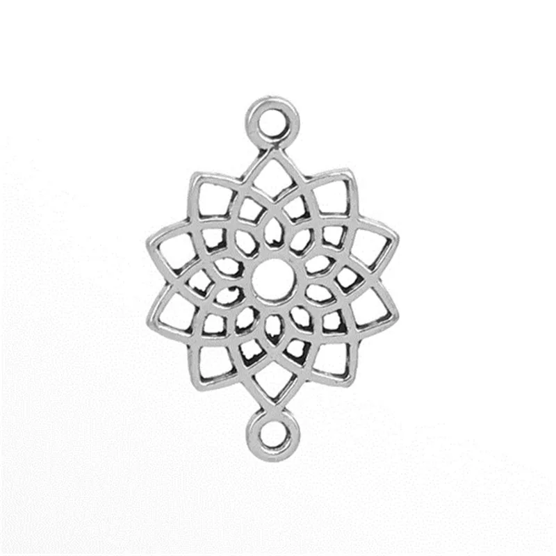 DoreenBeads мода сплав цинка на основе Исцеление йогой Разъемы Цветок Серебряный цвет
