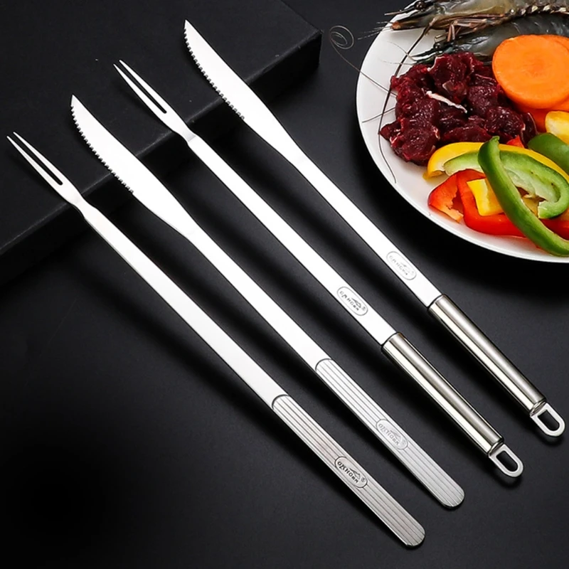 2 шт./компл. Нержавеющая сталь нож вилка набор круглые/плоские ручки на открытом