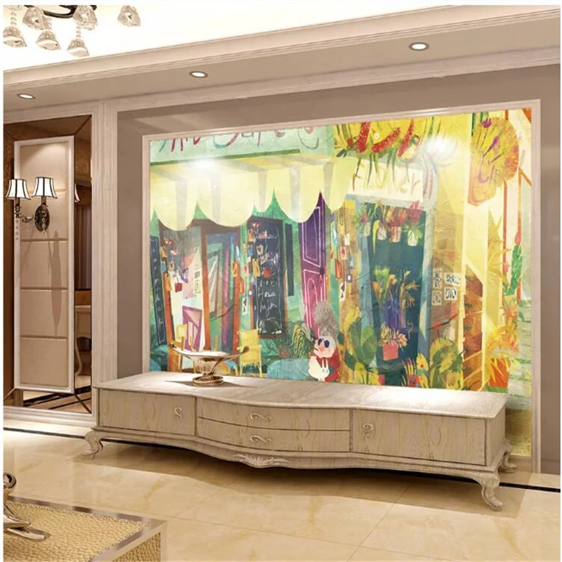 Обои на заказ wellyu, бумажные обои ручной работы в скандинавском магазине, мультяшная уличная настенная бумага, домашний декор, бумажная подвеска