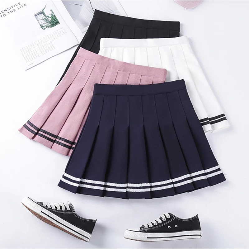 

Женская плиссированная короткая юбка с завышенной талией, милые женские юбки большого размера в стиле преппи с эластичным поясом, Повседне...