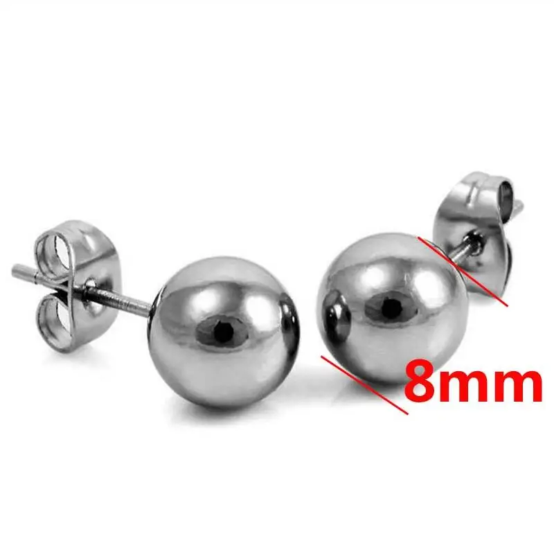 steel color Горячая Распродажа, серебро/золото, нержавеющая сталь, 8 мм, хирургические шариковые серьги-гвоздики, мужские серьги-гвоздики, аксессуары для сережек - Окраска металла: steel color