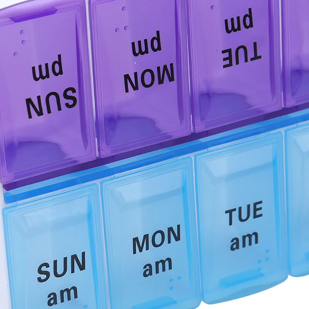 Weekly 7 Days Pill Medicine Box Holder Storage Organizer Container Case 14 grid Double Row AM PM Plastic Splitters | Дом и сад