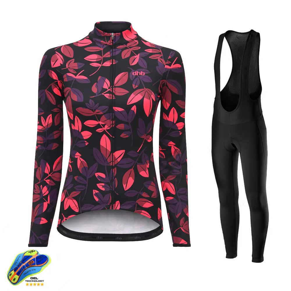 

DHB Women's Cycling Jersey set spring Newest Breathable MTB Bike Clothing Bib trousers Ropa Ciclismo Anti-UV triathlon clothes