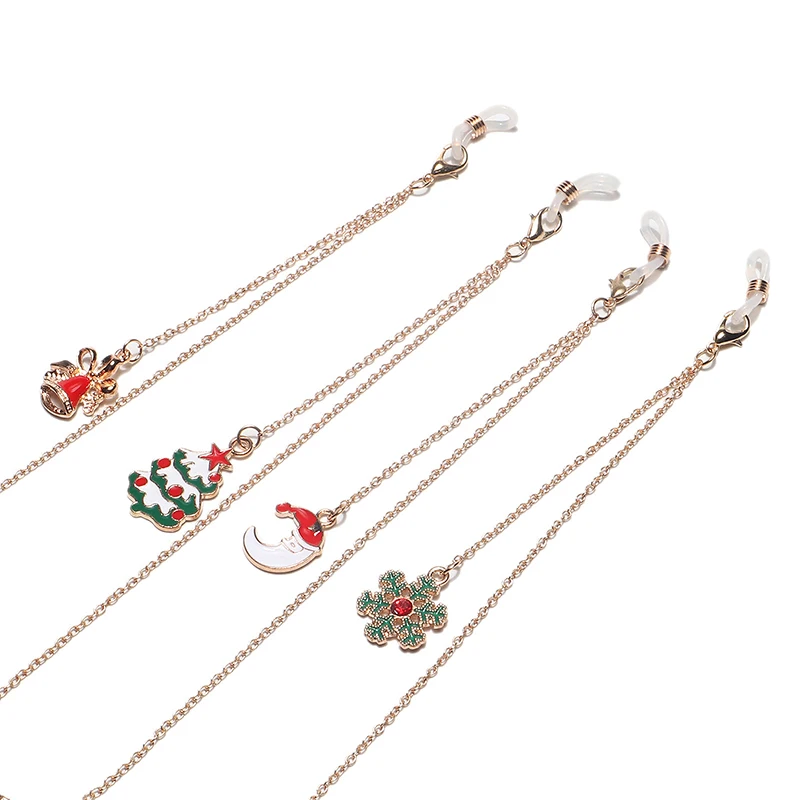 

2020 Christmas Mask Chain Unisex Eyeglasses Cord Fashion Non-slip Christmas Tree Snowflake Glasses Chain Rope Glasssholder