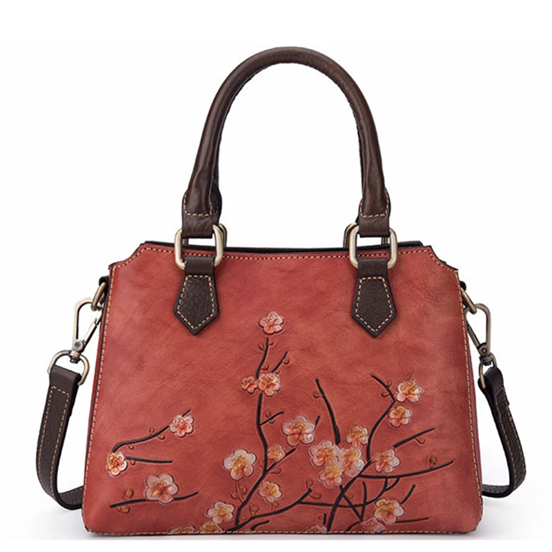Женская сумка из натуральной кожи с цветочным узором M7058 | Багаж и сумки