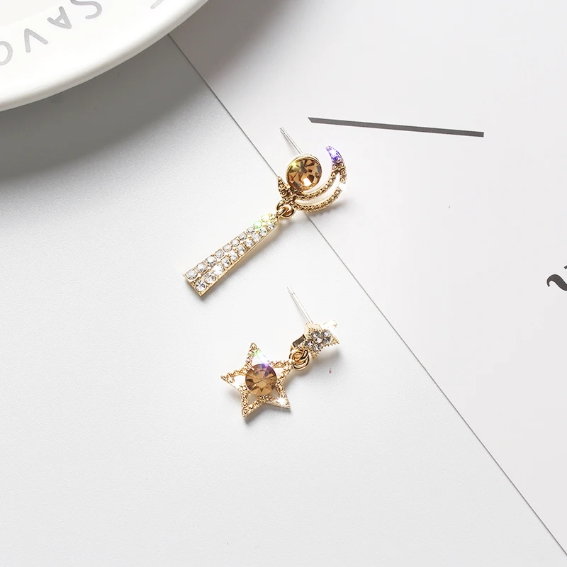 2019 новый золотой Цвет асимметричного кроя Луна Звезды Длинные Позолоченные