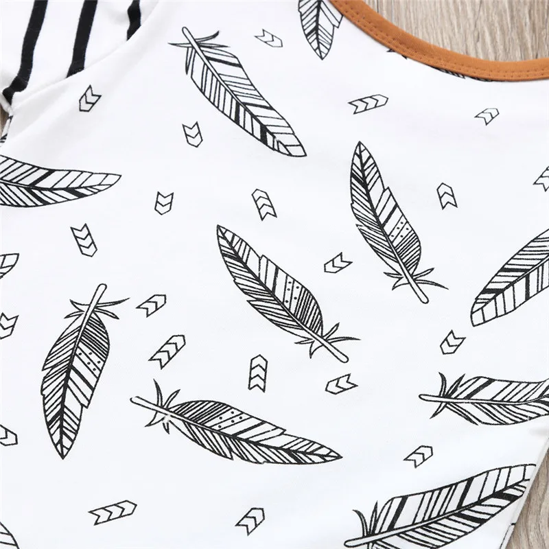 

Newborn Baby Boys Clothes Set Autumn Feather Print Baby Outfit Long Sleeve Hooded Pants Headband Infant Girl Clothing Suit