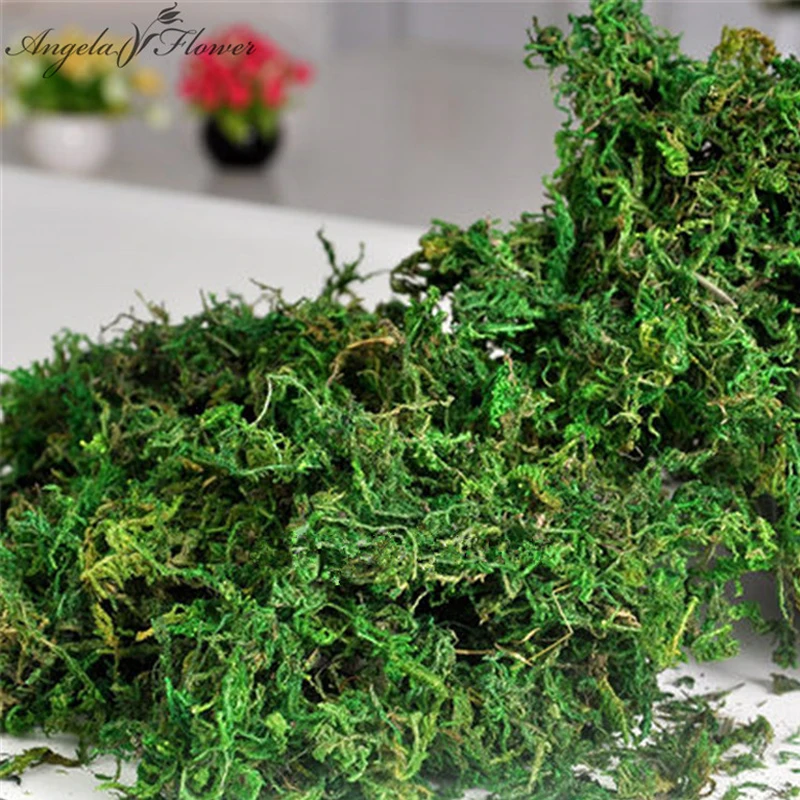 

100g/bag Keep dry real green moss decorative plants vase artificial turf silk Flower accessories for flowerpot decoration