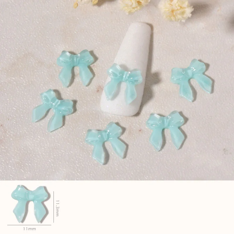 

6pcs 3D Bow Ornament Nail Art Decoration Candy Color Bendable Nail Art Accessories Jelly Fudge Design DIY Manicure Nail Jewelry