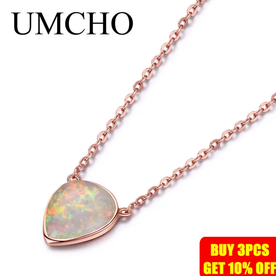 UMCHO 925 пробы серебряная капля опал цепочка ожерелье для женщин классическое с