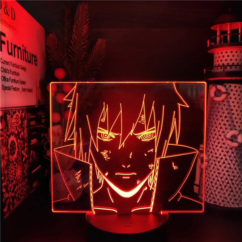 3d лампа Наруто удзумаки Учиха Саске Jiraiya Gaara фигурка светильник для детей манга
