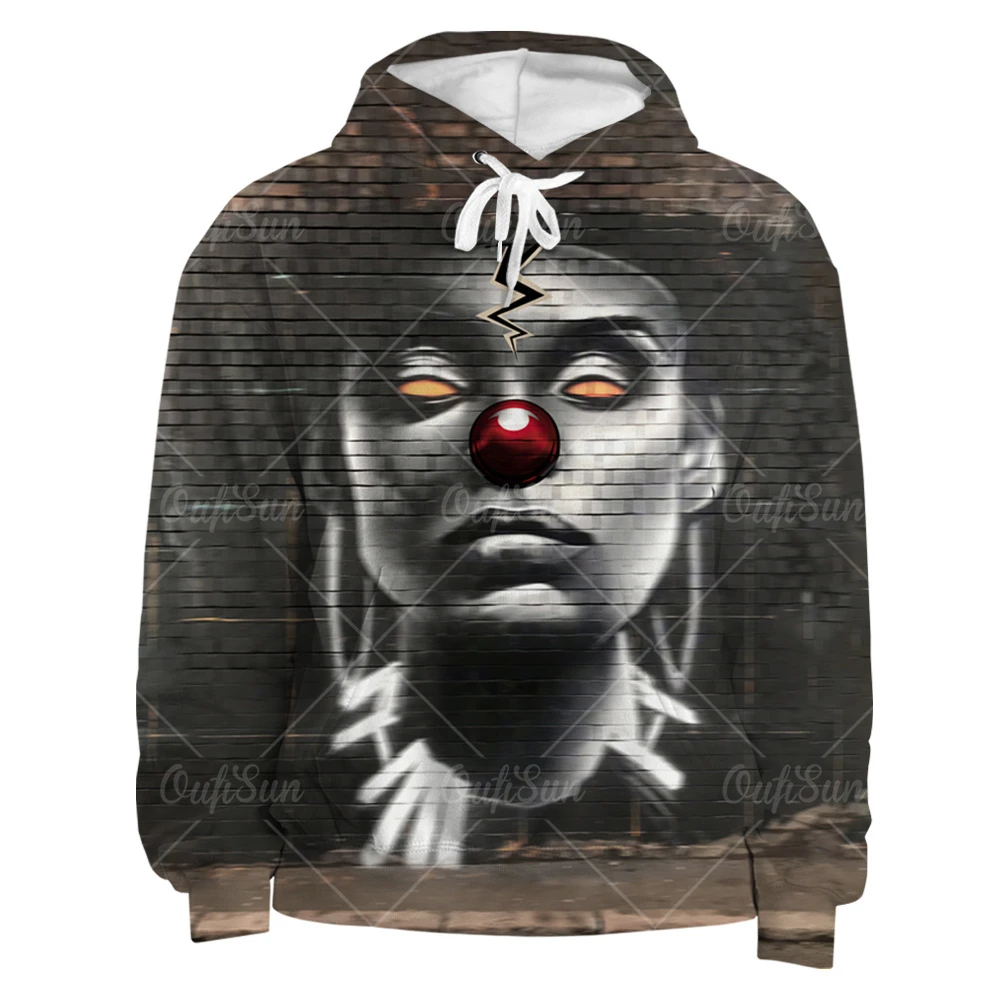

Men's Printed Horror Clown Pocket Hooded Sweatshirt 2021 Autumn Street Fashion Clothing 3d Hoodie Jacket Top