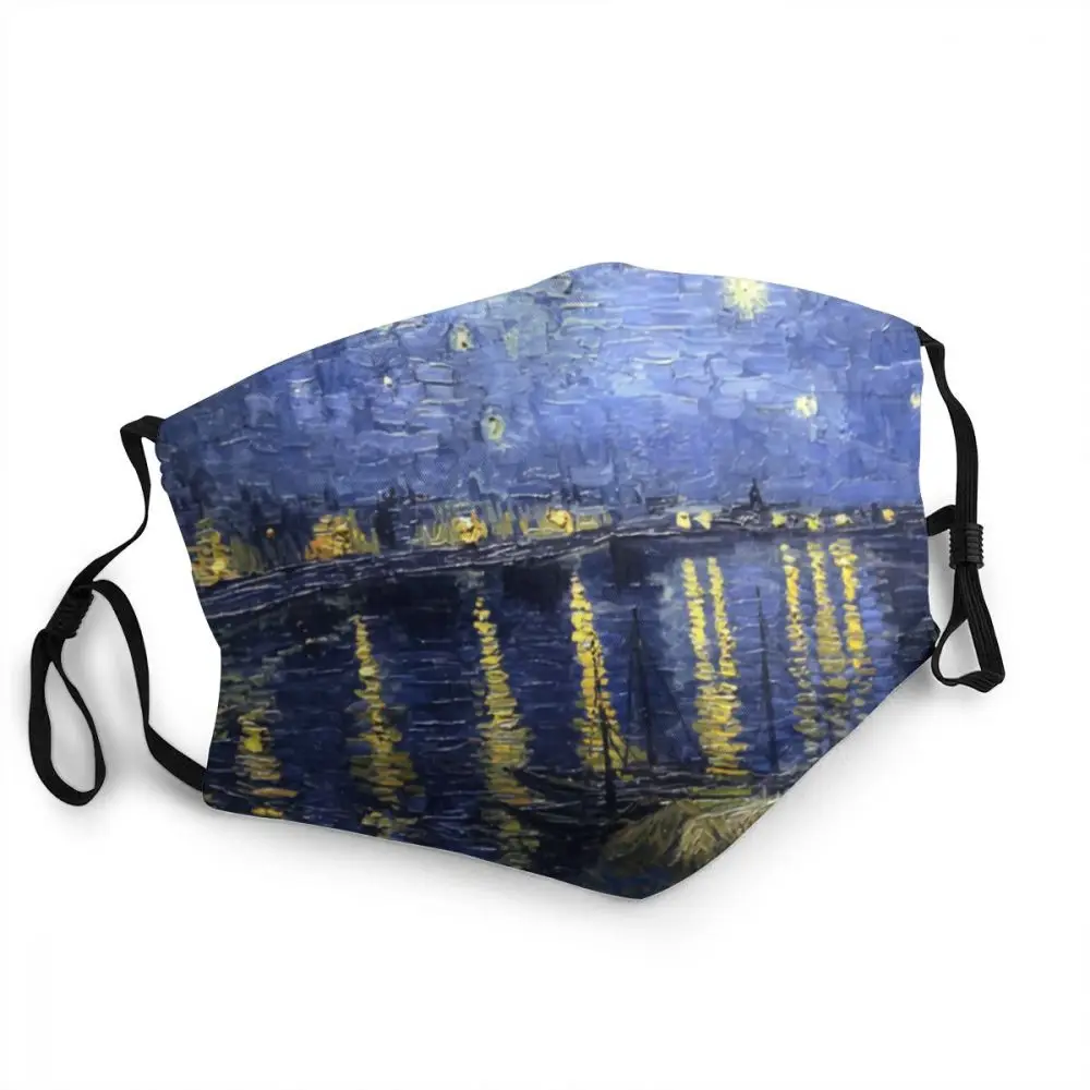 

Van Gogh Starry Night Washable Adult Face Mask Over The Rhone Anti Dust Mask Protection Cover Respirator Mouth Muffle