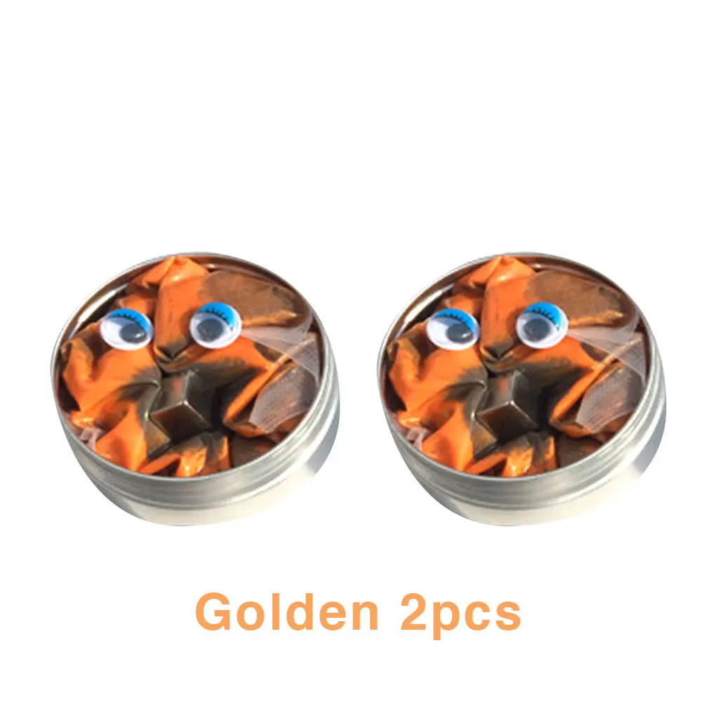 Golden 2pcs Забавная Магнитная резиновая грязь Сделай Сам Магнитная слизи полимерная умная глина резиновая красочная Новинка антистрессовая игрушка слизи игрушки для детей - Цвет: Golden 2pcs