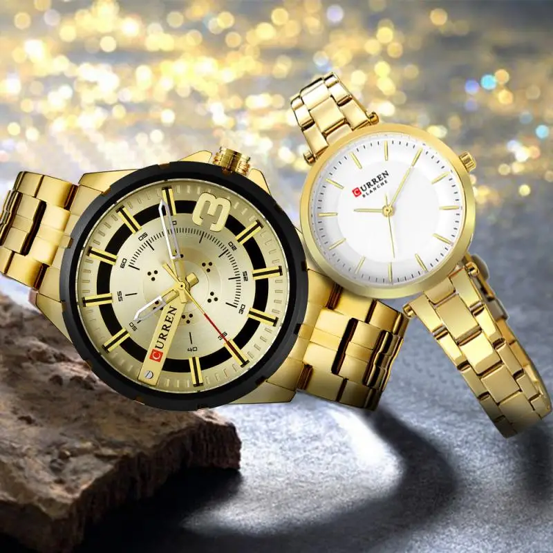 

Curren Couple Watch Men Fashion Quartz Women's Watches Simple Casual Stainless Steel Bracelet Wristwatch Clock Male Ladies Gift