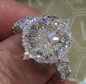 Женское кольцо с цветком AAAAA роскошное Сверкающее из стерлингового серебра 925