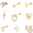 Серьги-гвоздики женские из серебра 925 пробы с бабочкой