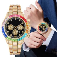 hot selling hip hop men diamond iced out watch color rhinestone shiny luxury fashion watch for men