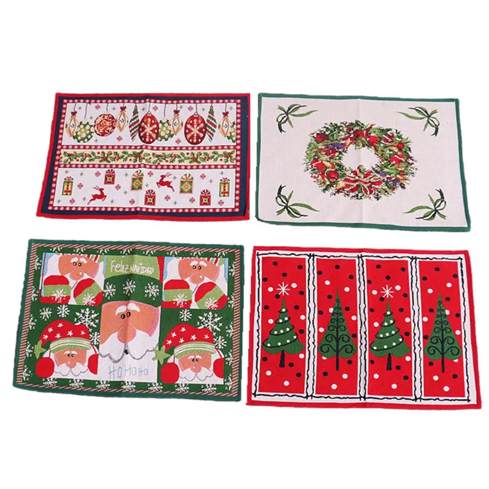 

Carpet Mat Pad Ornaments Xmas Gift Outdoor Rug Felt Knitted Fabric Merry Christmas Decor