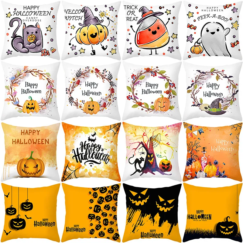 

Liviorap 45x45cm Pumpkin Skeleton Cushion Cover Halloween Decoration Supplies Scary Horror Party Pumpkin Witch Ghost Decorative