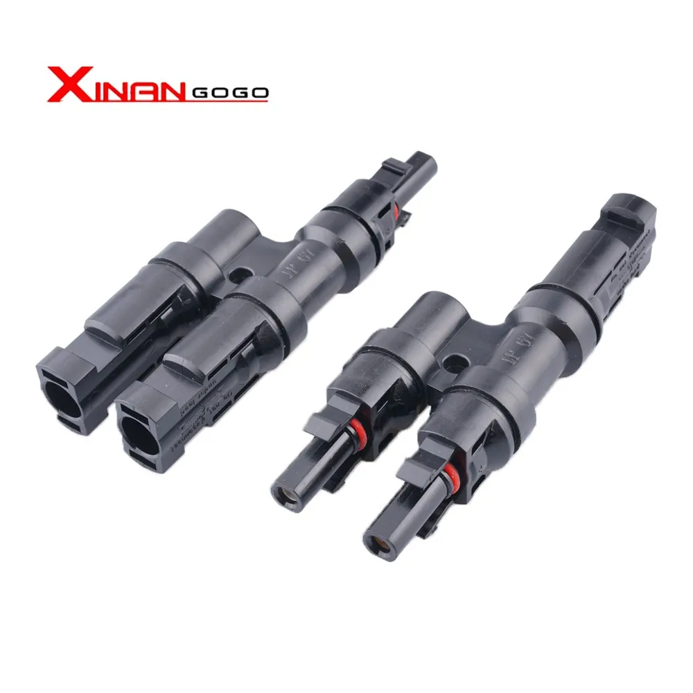 

5Pair Solar Panel Mounting Photovoltaic IP67 Waterproof Connector DC 1000V 50A 1 To 2 T Type For 2.5MM 4MM 6MM C