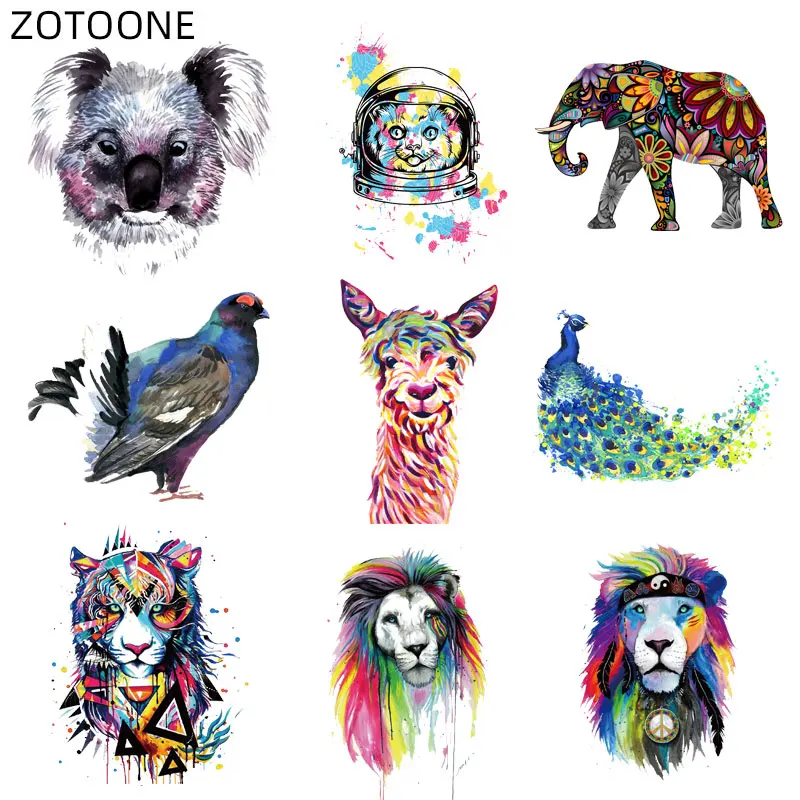 

ZOTOONE Iron on Transfers for Clothes Colorful Animal Patches Cartoon Lion Patch for Kids Ironing Thermal Sticker DIY Applique D