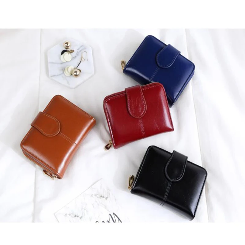 

Fashion Genuine Leather Women Wallet Clutch Zip Female Short Small Purse Brand New Design Soft Mini Card Cash Holder