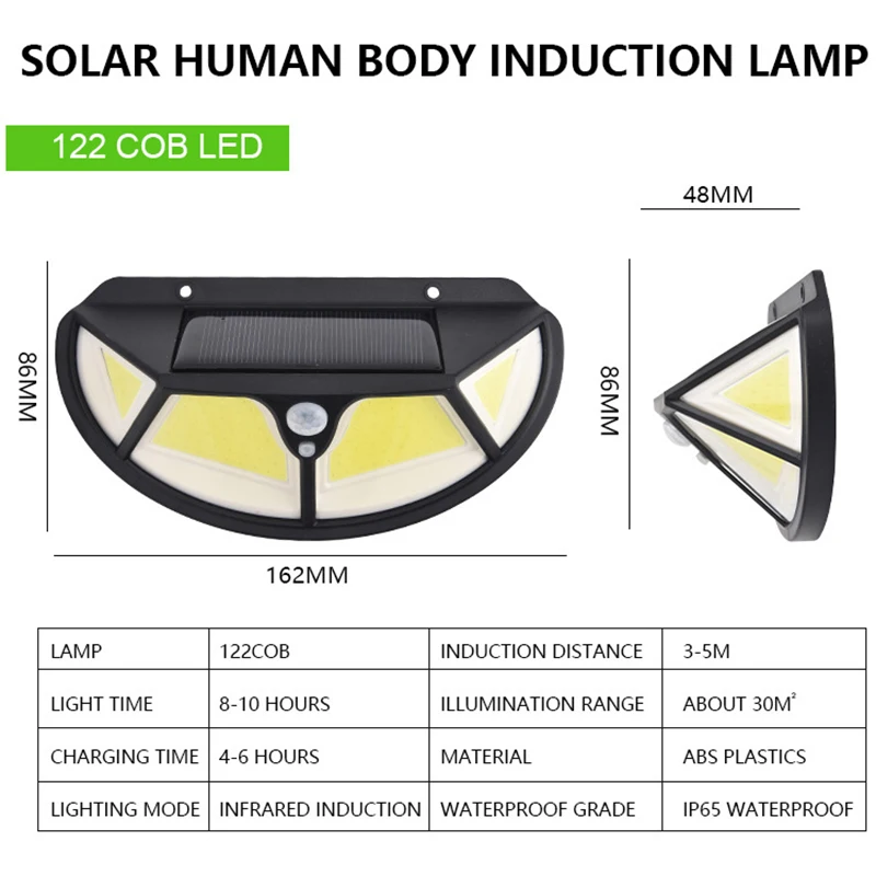 

102 LED 122 COB Solar Light Outdoor Solar Lamp Powered Sunlight Waterproof PIR Motion Sensor Street Light Wall Lamp for Garden