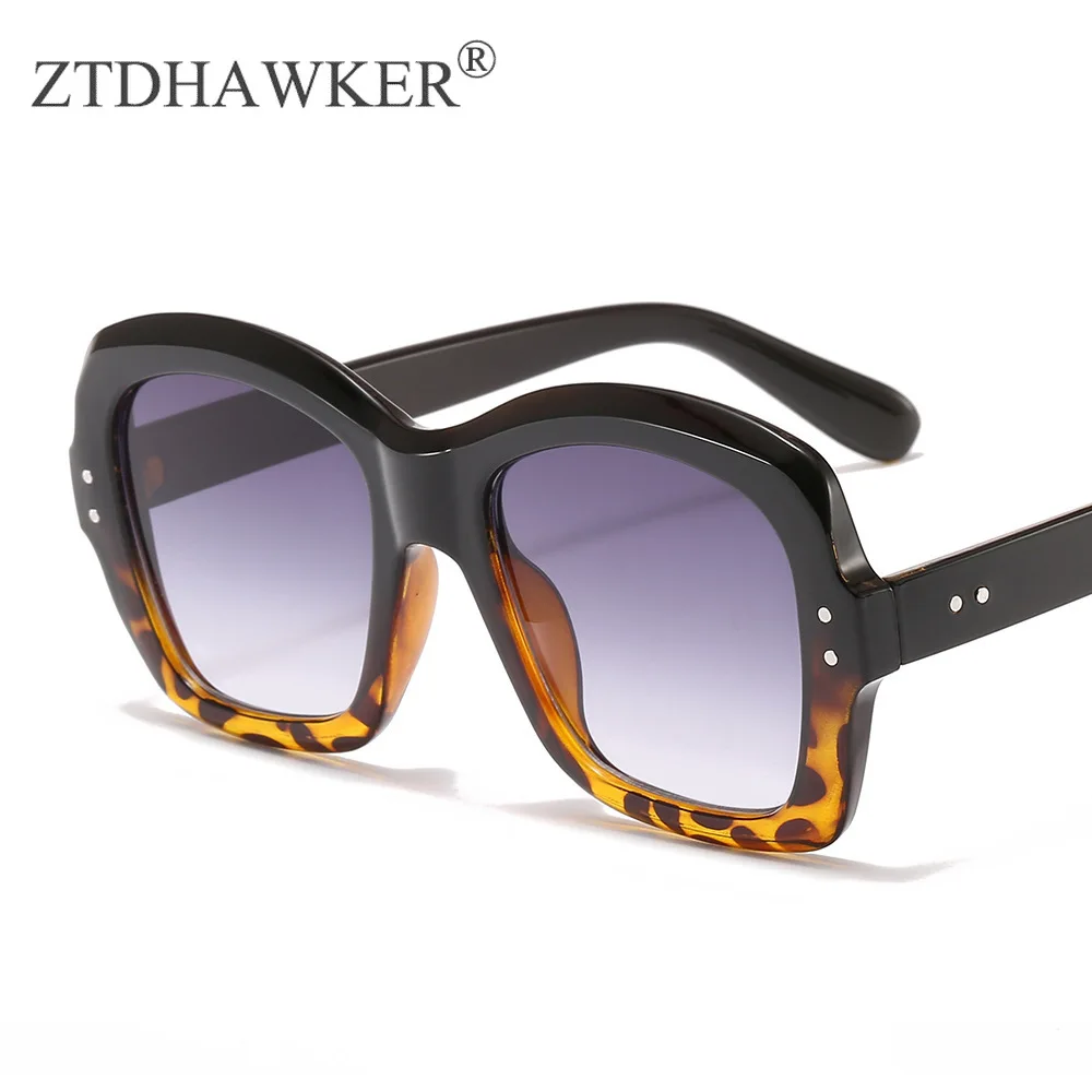 Простые квадратные модные женские солнцезащитные очки в большой оправе