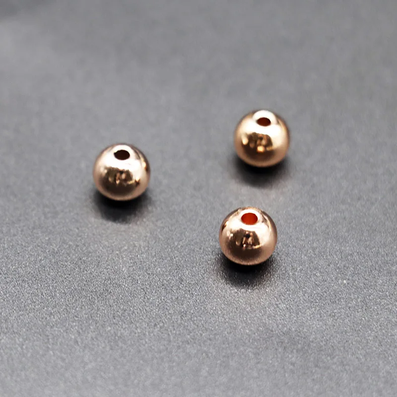 

Mibrow 1Pack/lot 3/4/6/8mm Rose Gold/Gold Copper Round Charm Beads Loose Spacer Beads Fit Bracelet DIY Jewelry Making Findings